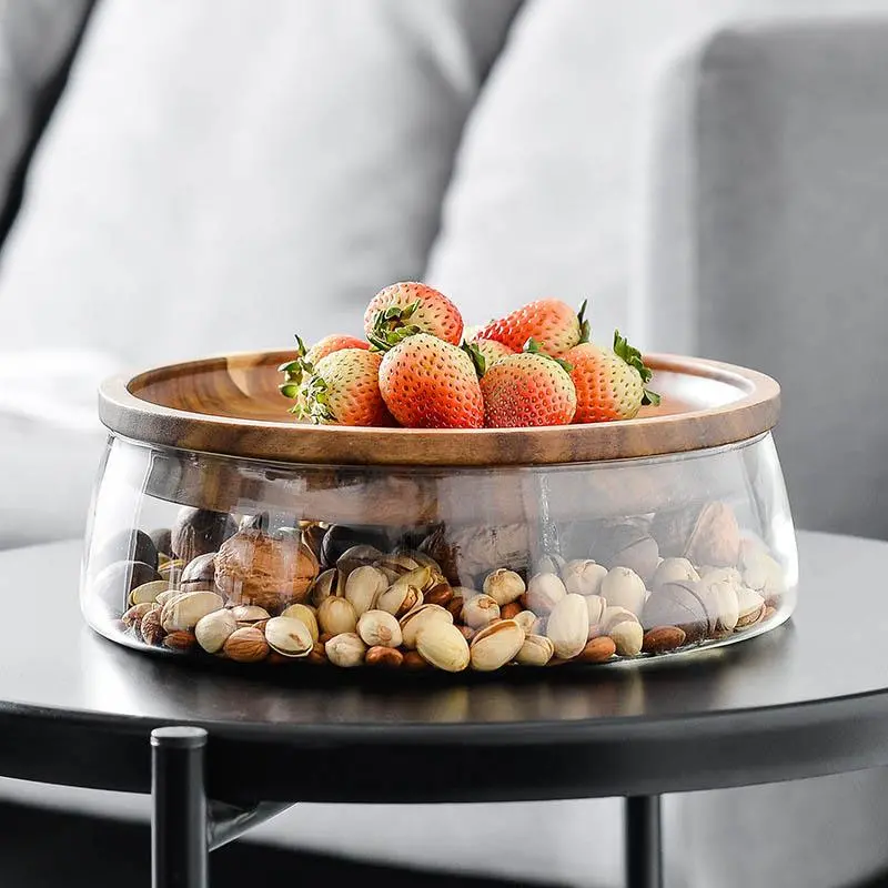 Acacia Wood & Tempered Glass Food Storage Container 1