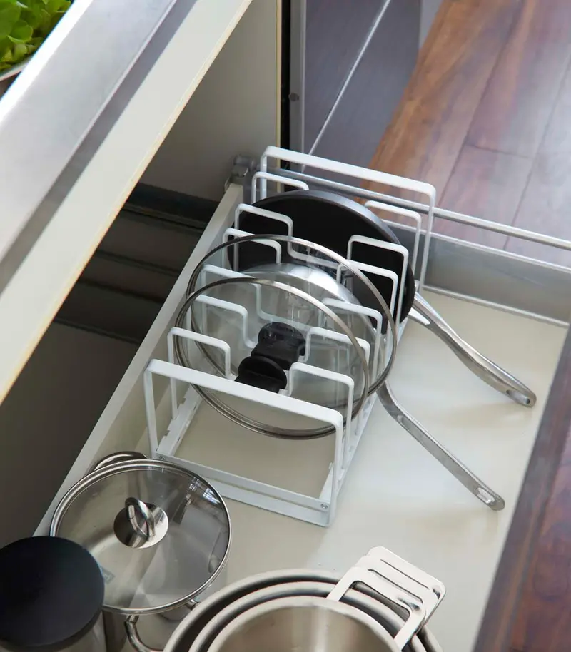 Adjustable Cookware Lid And Pan Organizer – Steel Rack 1