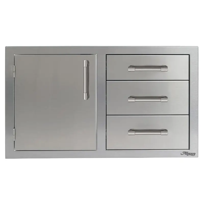 Afresco 32-Inch Jet Black Matte Cabinet: Sleek Three-Drawer Design With Left-Opening Door 1