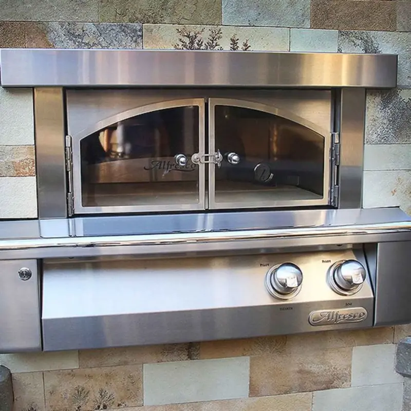 Alfresco 30-Inch Jet Black Gloss Built-In Natural Gas Pizza Oven 1