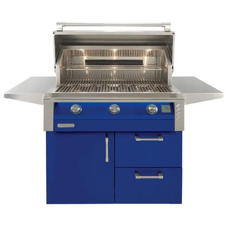 Alfresco 36" Intelligent Professional 3-Burner Light Green Gloss Propane Grill With Deluxe Cart 1