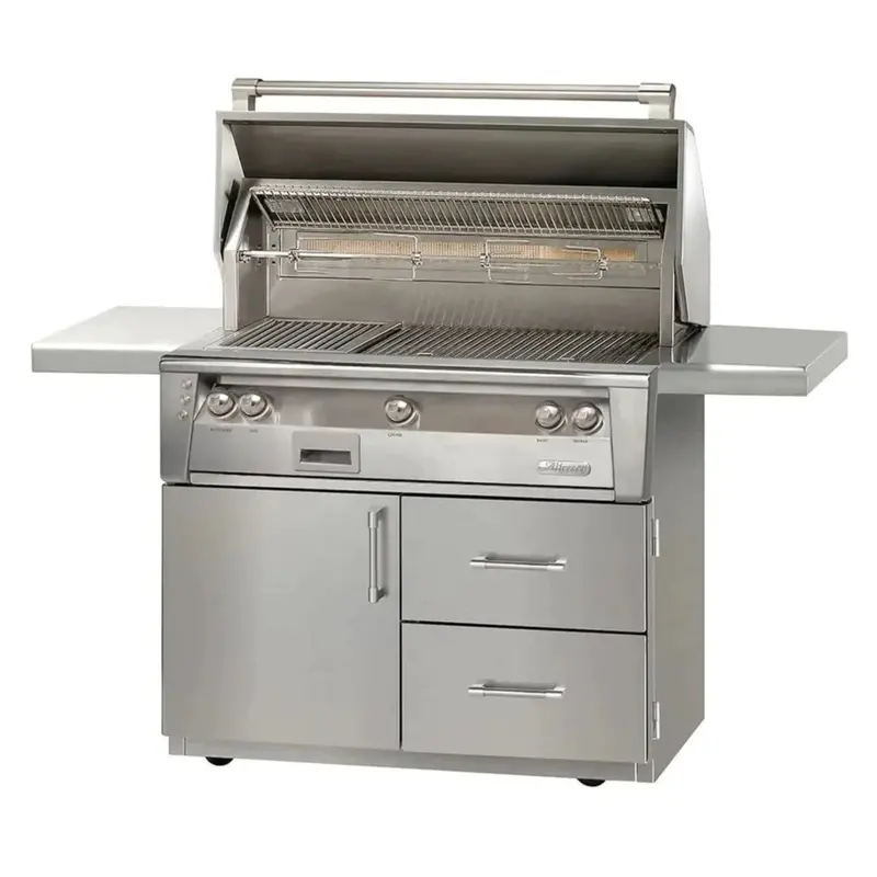 Alfresco 42" Raspberry Red Gloss Natural Gas Grill – Vibrant 3-Burner Grill, Deluxe Cart Included 1
