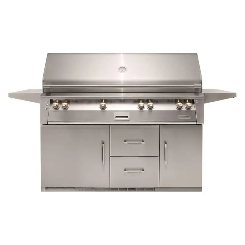 Alfresco 56-Inch Luxury All-In-One Natural Gas Grill & Refrigerated Cart — Signal White Gloss, 3 Main Burners + 1 Sear Burner 1