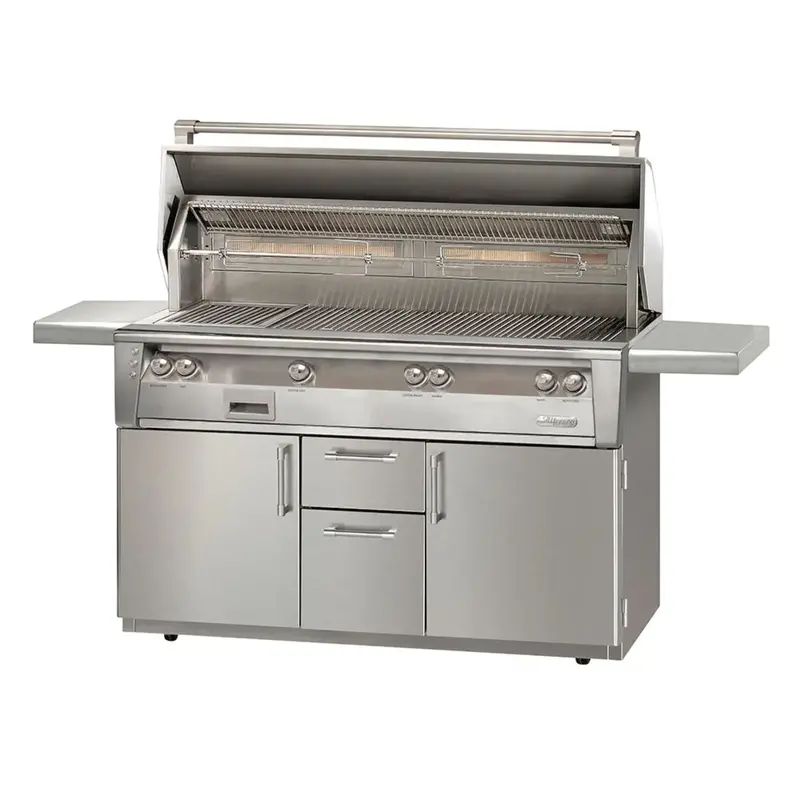 Alfresco 56" Signal White Matte Natural Gas Grill With 3 Main Burners And 1 Sear Burner – Deluxe Cart Included 1