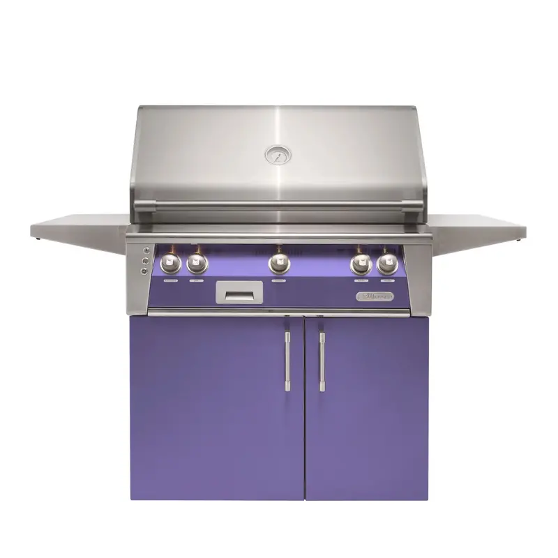 Alfresco Luxury 30" Blue Lilac Gloss Standard Natural Gas Grill With Cart – Dual-Burner Freestanding Unit 1