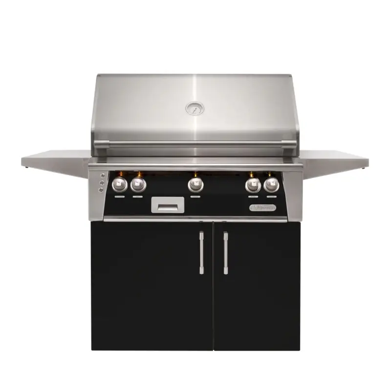 Alfresco Luxury 36" Jet Black Gloss Natural Gas Grill With Cart – 3-Burner Premium Bbq Station 1