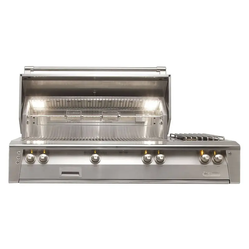 Alfresco Luxury Deluxe 56" Luminous Orange Gloss Lp Searzone™ Grill Head & Sideburner – High-Heat Searing Grill 1