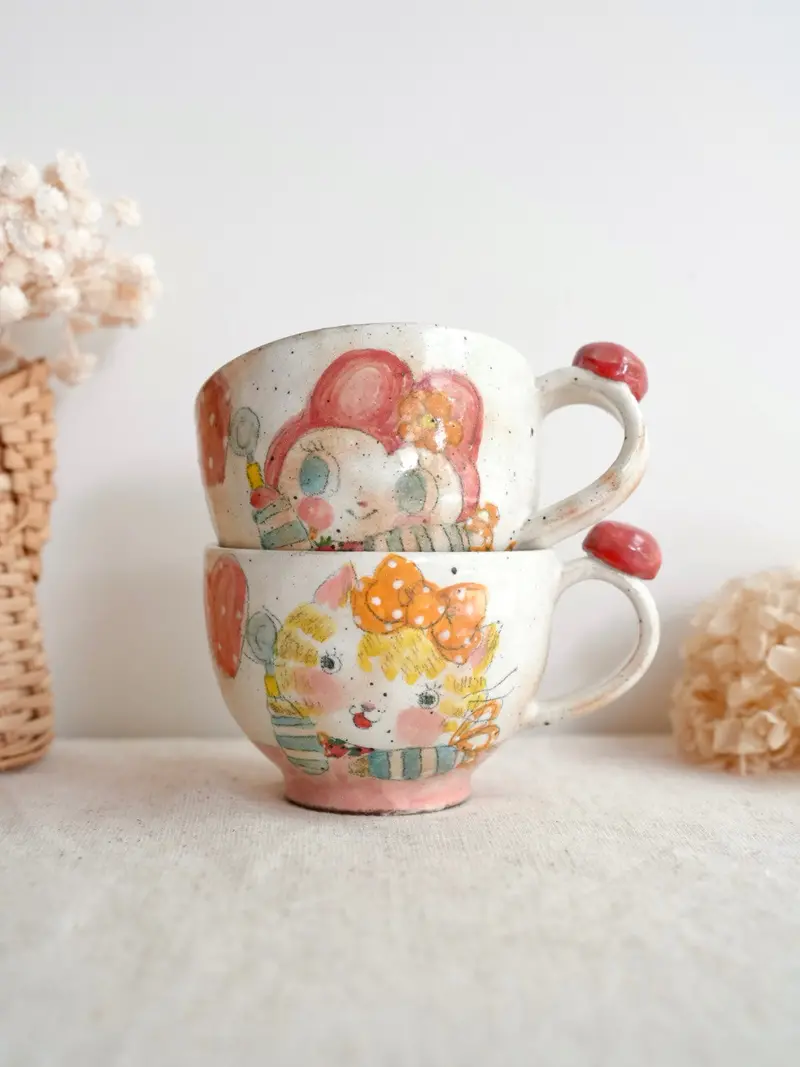 Asako Yamaguchi Animal-Decorated Large Round Ceramic Mug (Ai02) 1