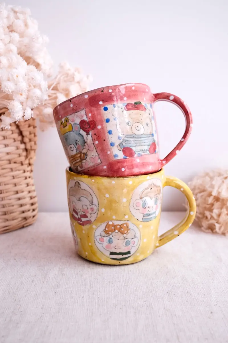 Asako Yamaguchi Animal Grid Large Ceramic Mug (Ai01) 1