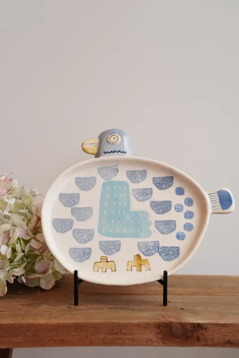 Aya Furusawa Bird-Illustrated Ceramic Plate (Af16) 1