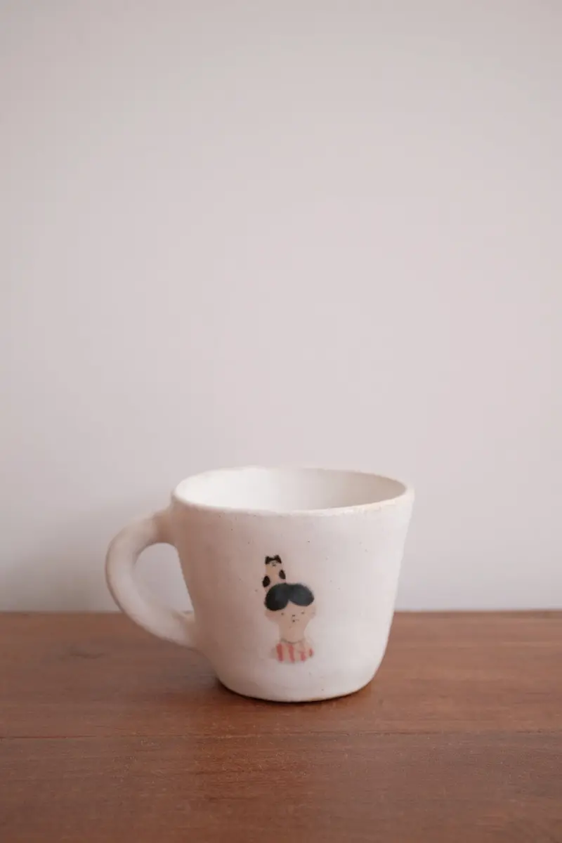 Aya Watanuki Bokkuri Ceramic Mug – Large White Boy Design 1