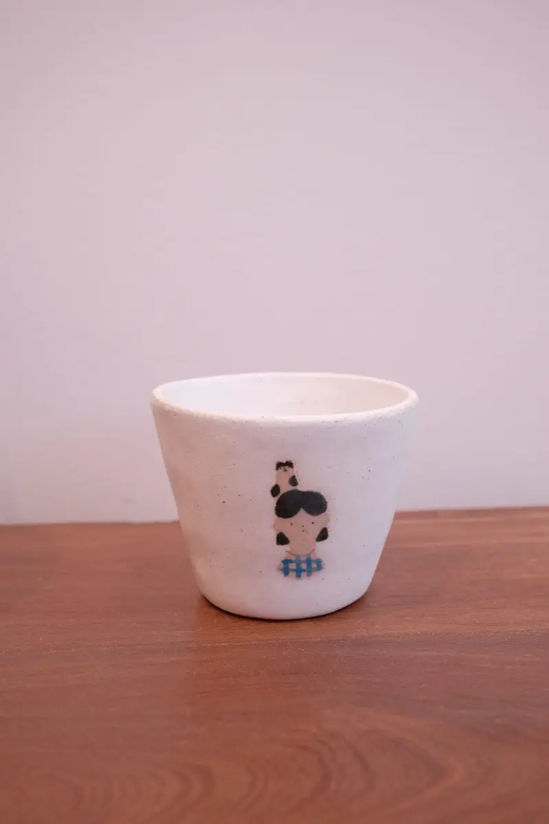 Aya Watanuki Bokkuri Ceramic Tea Cup – White Short-Hair Girl 1