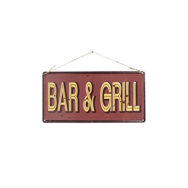 'Bar & Grill' Vintage-Style Wall Sign 1
