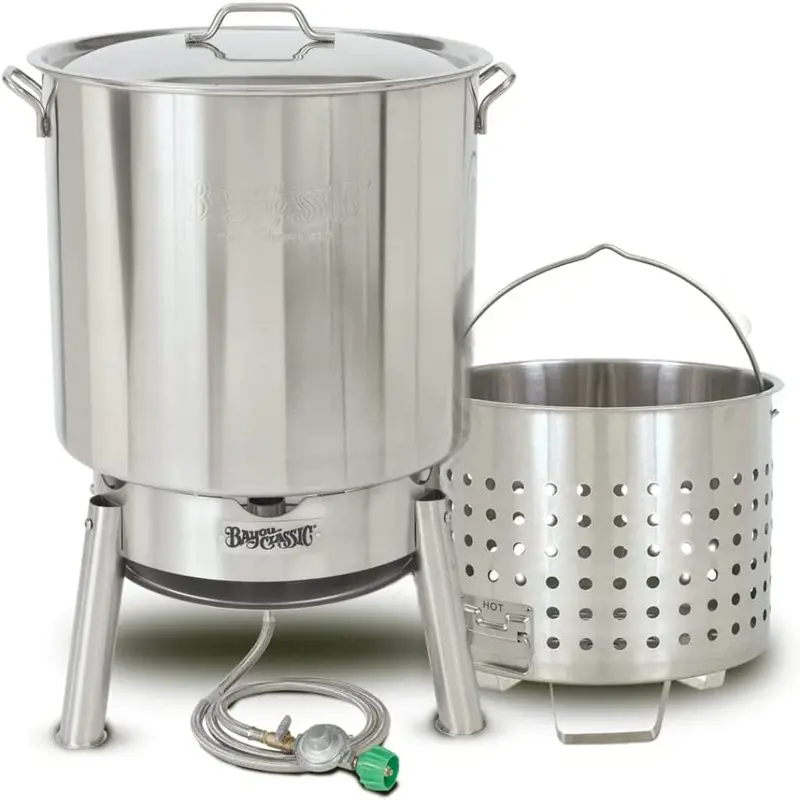Bayou Classic 82-Qt Stainless Steel Propane Outdoor Cooker Kit For Boiling And Steaming 1