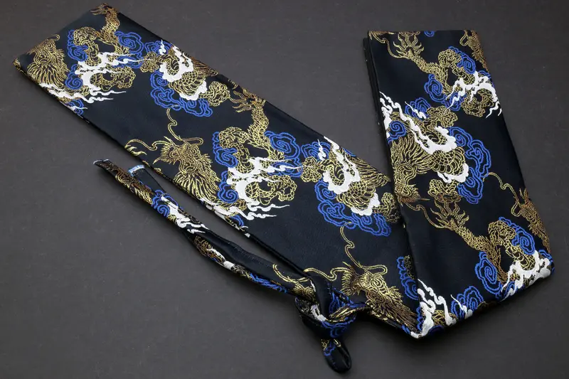 Black And Gold Dragon-Embellished Japanese Knife Storage Pouch By Yoshihiro 1
