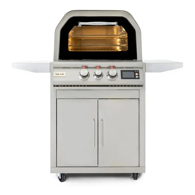 Blaze 26" Freestanding Natural Gas Pizza Oven – Outdoor, Includes Rotisserie Kit & Mobile Cart 1