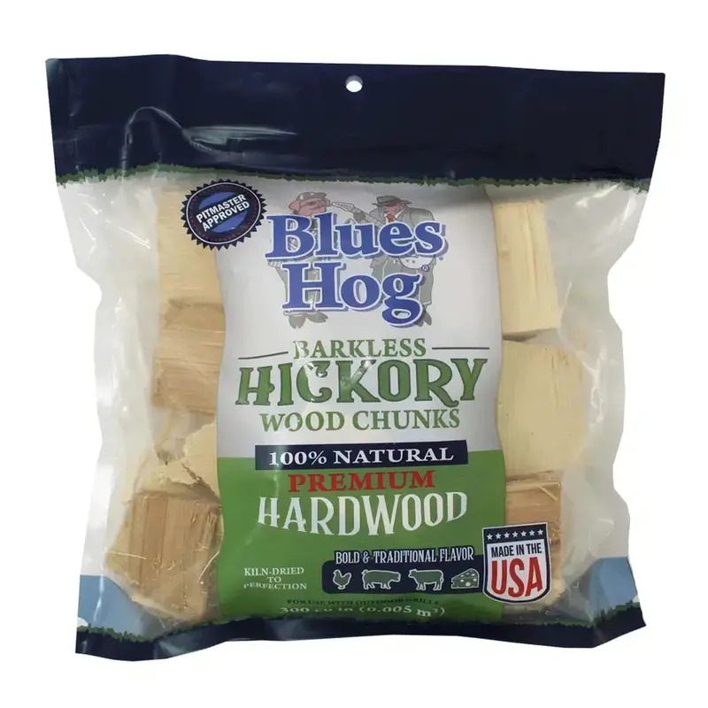 Blues Hog Barkless Hickory Smoking Chunks – 300 Cubic Inches, 8-Pack 1