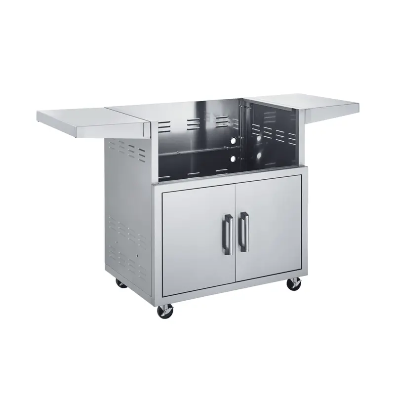 Broilmaster 34-Inch Stainless Steel Grill Cart – Two Doors, Expandable Side Shelves 1