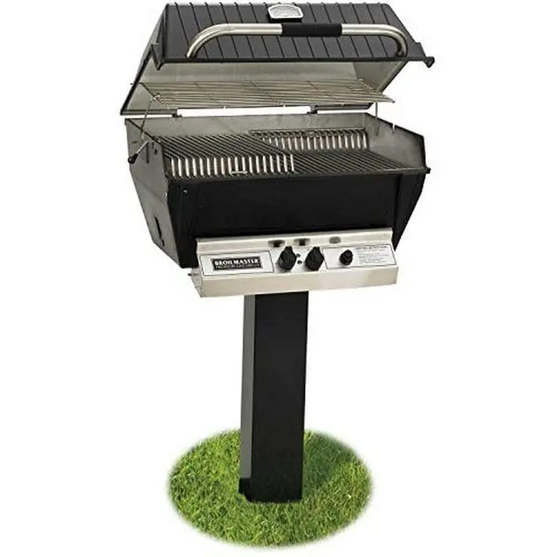 Broilmaster P3X Premium Natural Gas Grill With 48-Inch Black Painted Steel In-Ground Post 1