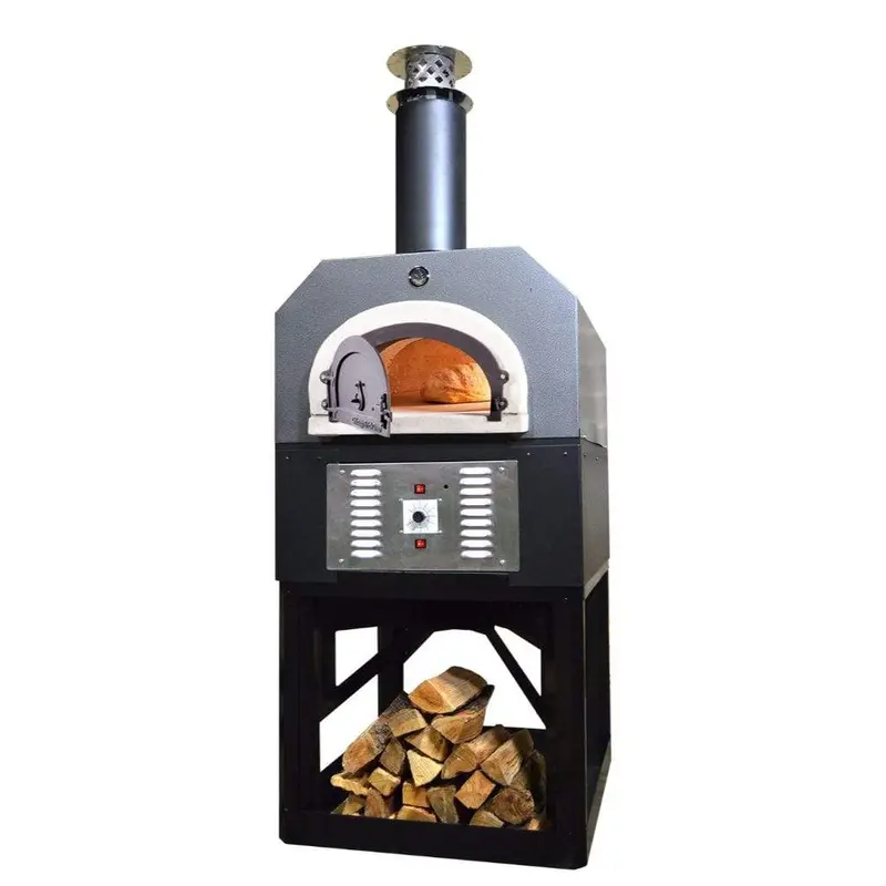 Chicago Brick Oven Cbo-750 Commercial Hybrid Pizza Oven: Wood/Propane, Silver Vein Hood 1