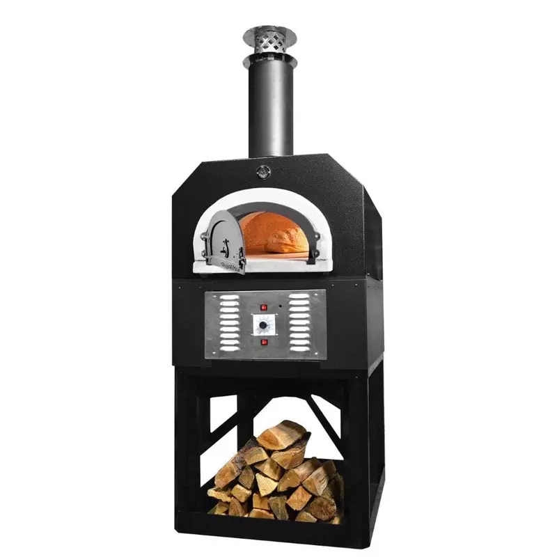 Chicago Brick Oven Cbo-750 Commercial Hybrid Pizza Oven: Wood/Propane, Solar Black Hood 1