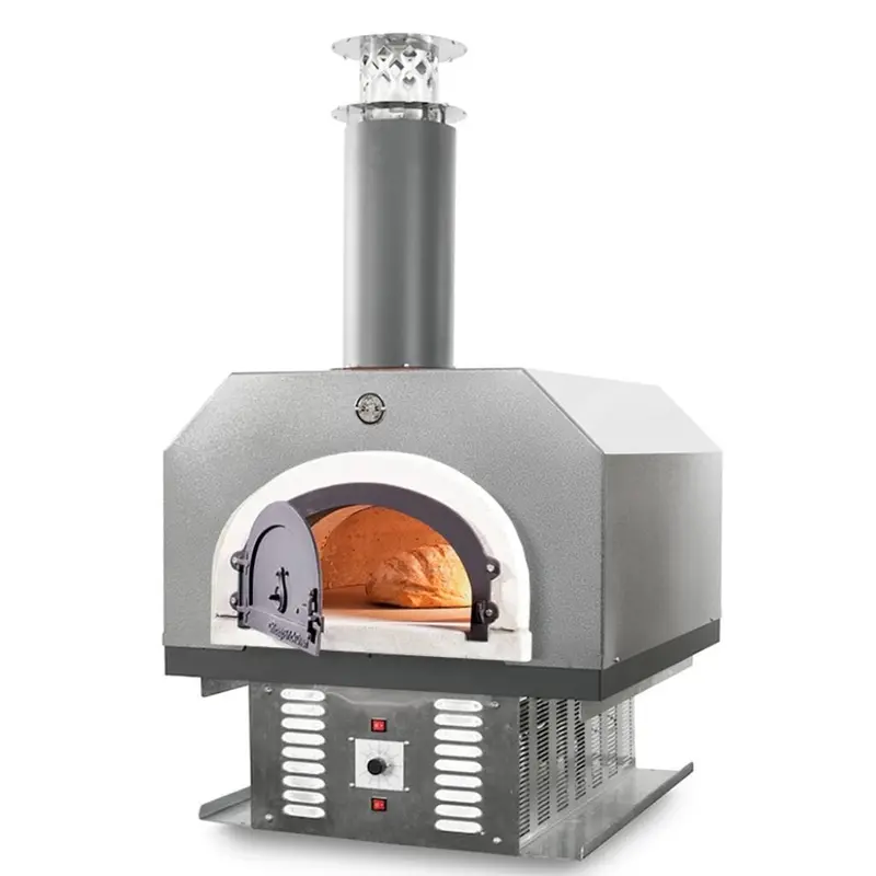 Chicago Brick Oven Cbo-750 Residential Countertop Hybrid Pizza Oven – 38" X 28", Wood & Propane, Silver Vein Hood 1