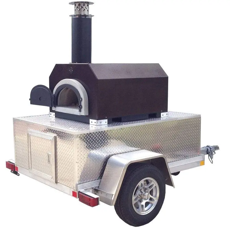 Chicago Brick Oven Cbo-750 Tailgater Pizza Oven Trailer — 38" X 28", Wood-Fired, Copper Vein Hood 1