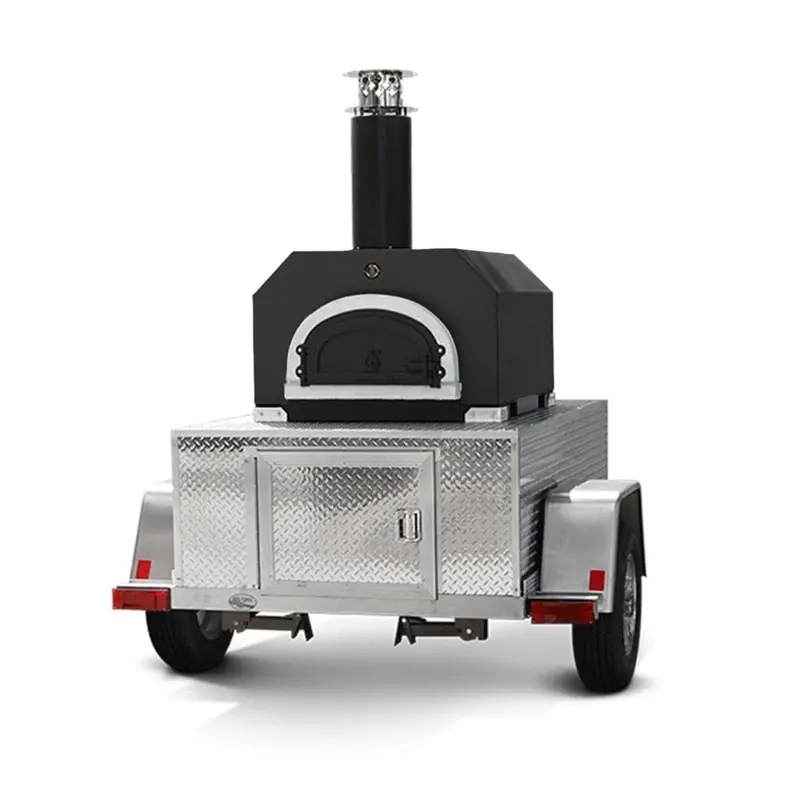 Chicago Brick Oven Cbo-750 Tailgater Pizza Oven Trailer — 38" X 28", Wood-Fired, Solar Black Hood 1