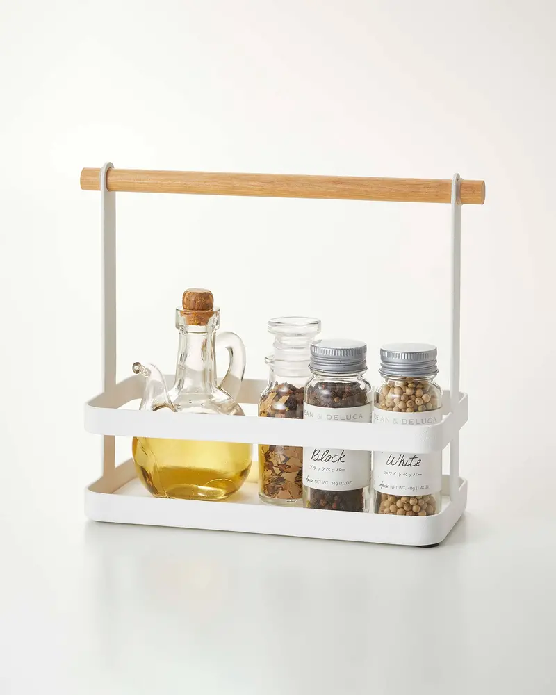 Compact Tabletop Storage Caddy – Industrial Steel And Natural Wood 1