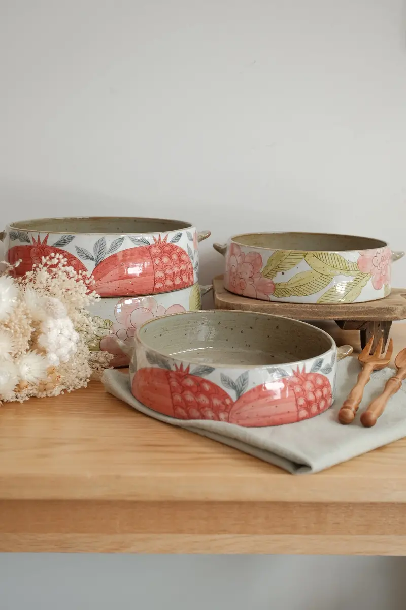 Cool Banana Ceramic Bowl With Floral Handle 1