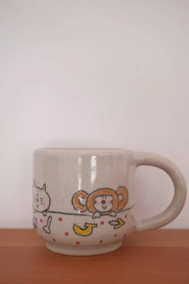 Cosael Illustrated Ceramic Mug – Artistic Hand-Drawn Design 1