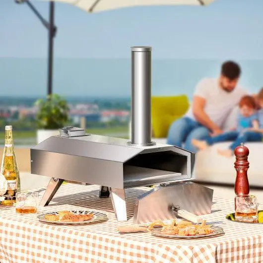 Costway Stainless Steel Portable Pizza Oven – Outdoor, Includes 12" Pizza Stone 1