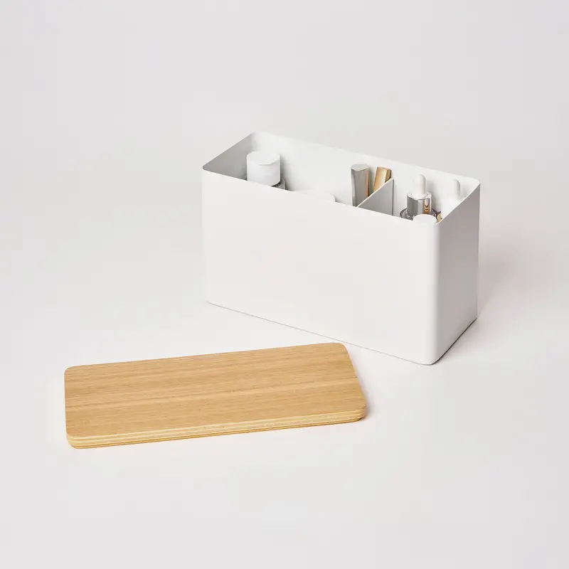 Countertop Organizer Featuring Steel Frame And Wood Accents 1