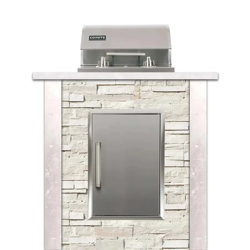 Coyote 3-Foot White Stacked Stone Rta Electric Grill Island With Storage Compartment 1