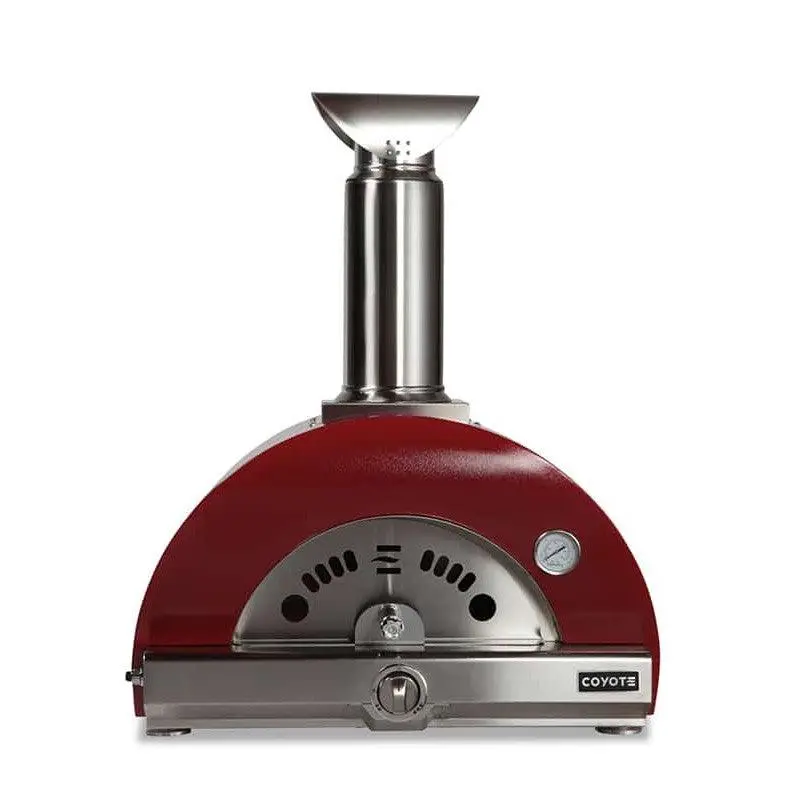 Coyote 30" Red Hybrid Pizza Oven – Liquid Propane & Wood-Fueled Outdoor Cooking 1