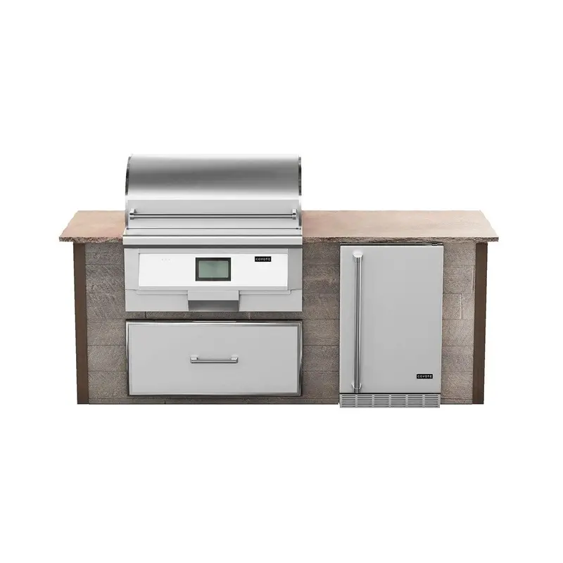 Coyote 8-Foot Rta Pellet Grill Island In Brown Weathered Wood 1