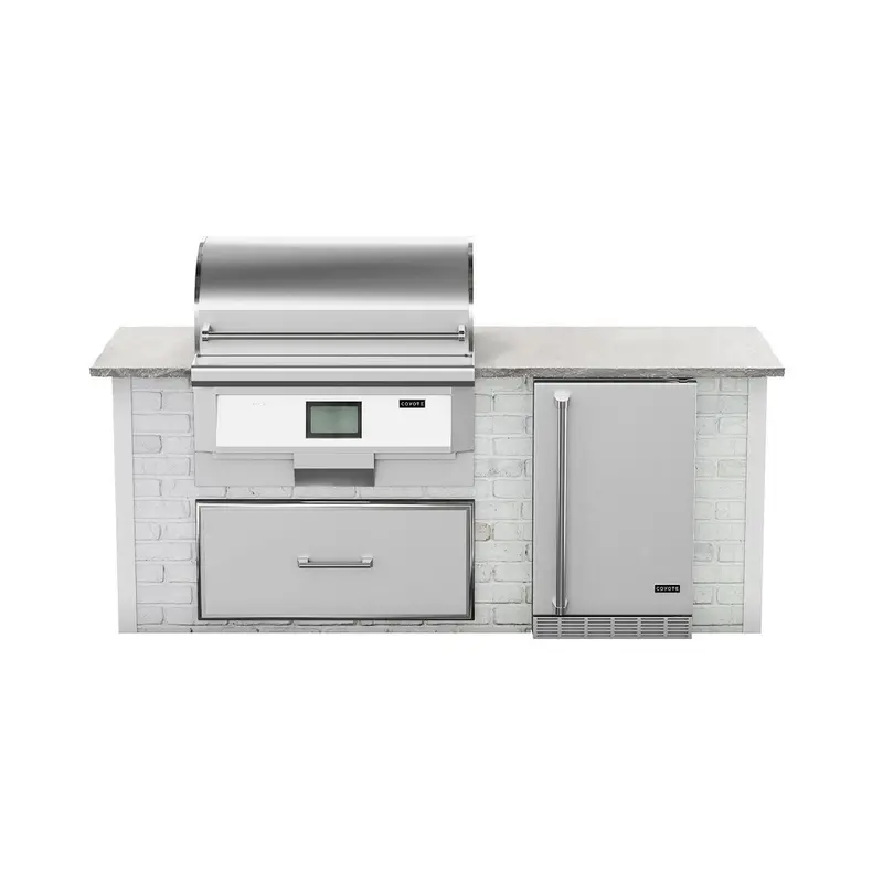 Coyote 8-Foot Rta Pellet Grill Island In White Reclaimed Brick 1