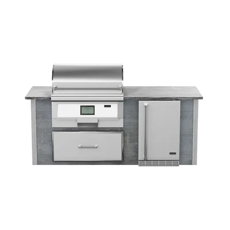 Coyote Rta 8-Foot Gray Weathered Wood Pellet Grill Bar Island 1