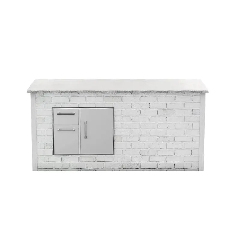 Coyote Rta 8-Foot White Reclaimed Brick Storage Bar Island – Left-Side Setup 1