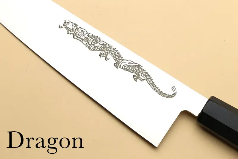 Custom Dragon Motif Engraving Service For Yoshihiro Knives 1