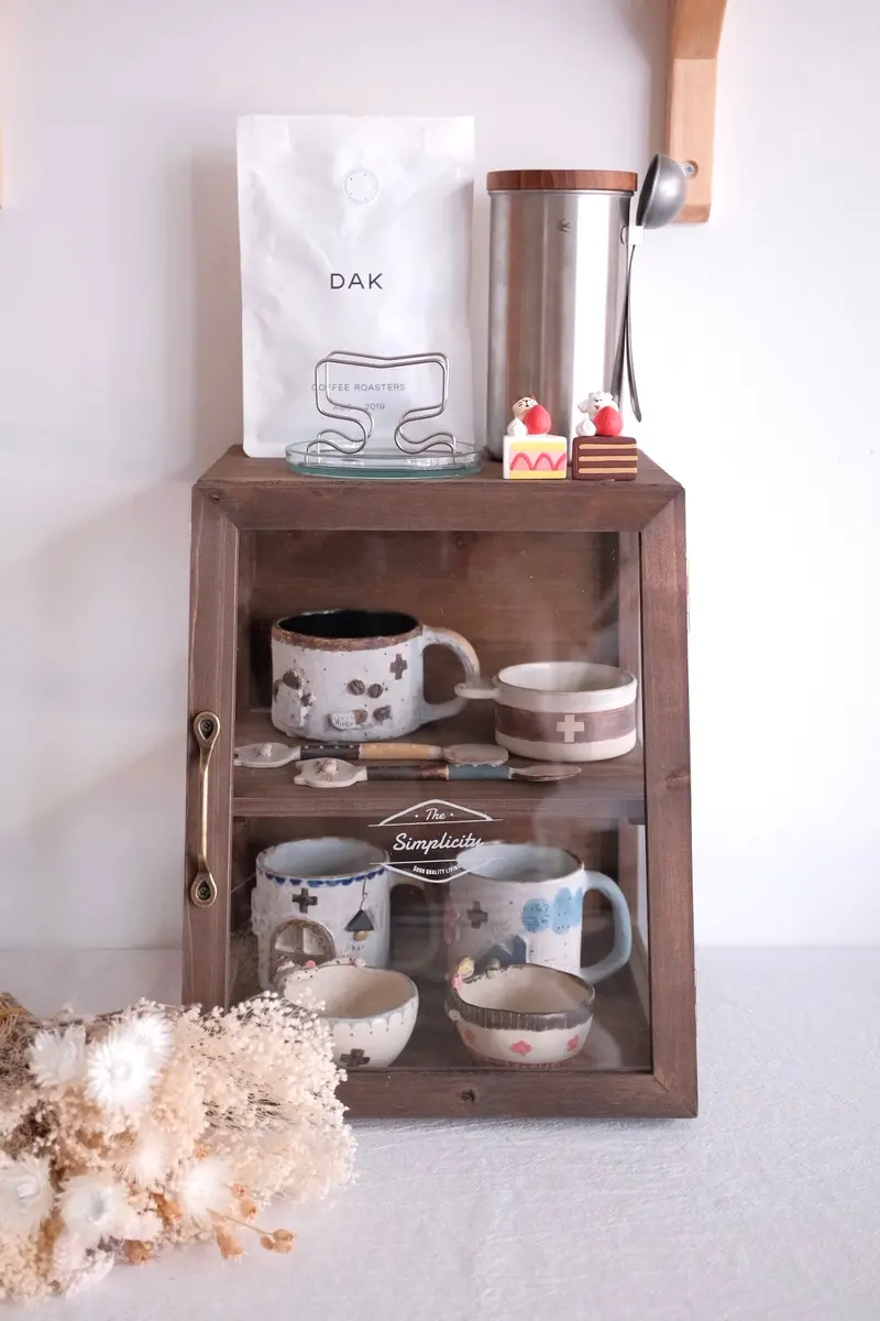 Dark-Stained Wooden Display Rack For Organized Storage 1