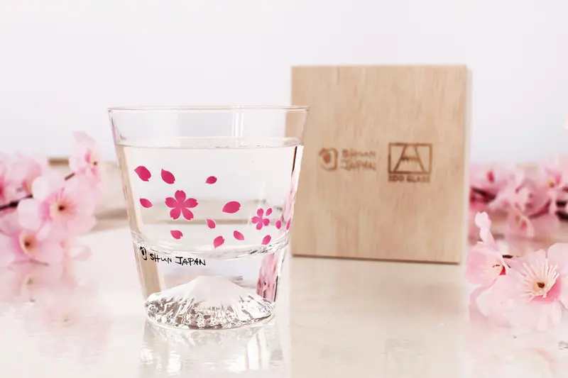 Edo Glass Mt. Fuji Sakura Thermal-Changing Ceramic Cup 1