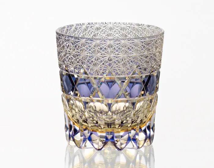 Edo Kiriko Kasaneirome Whiskey Tumbler – 'Shihou' Design 1
