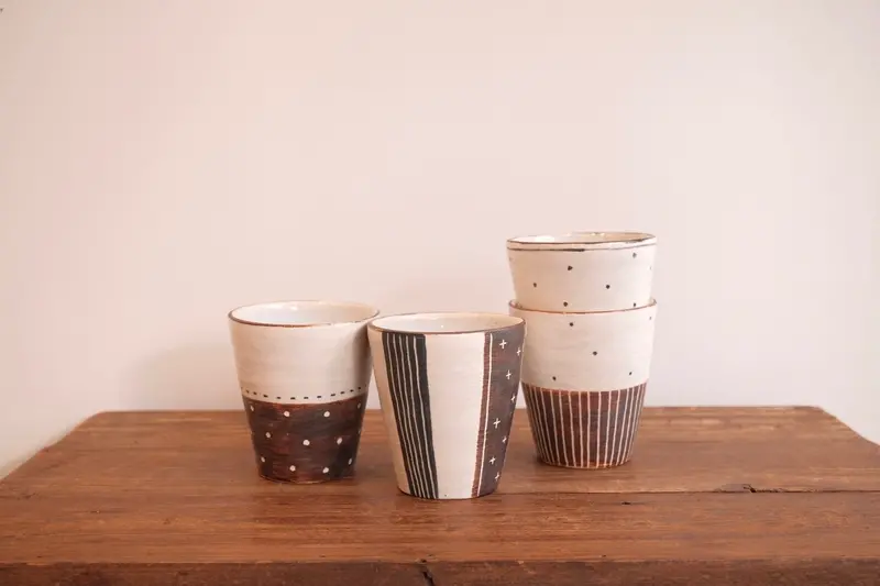 Emishi Kobo Free-Form Ceramic Cup – Organic Shape & Texture (Model Ek08) 1