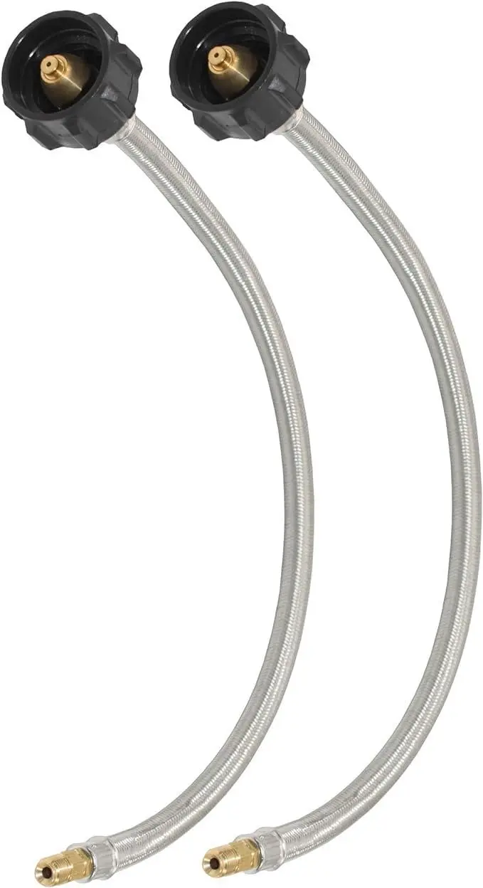 Flame King 1/4" Inverted Male Flare Stainless Steel Braided Propane Pigtail Hose (2-Pack) – Rv-Ready 1