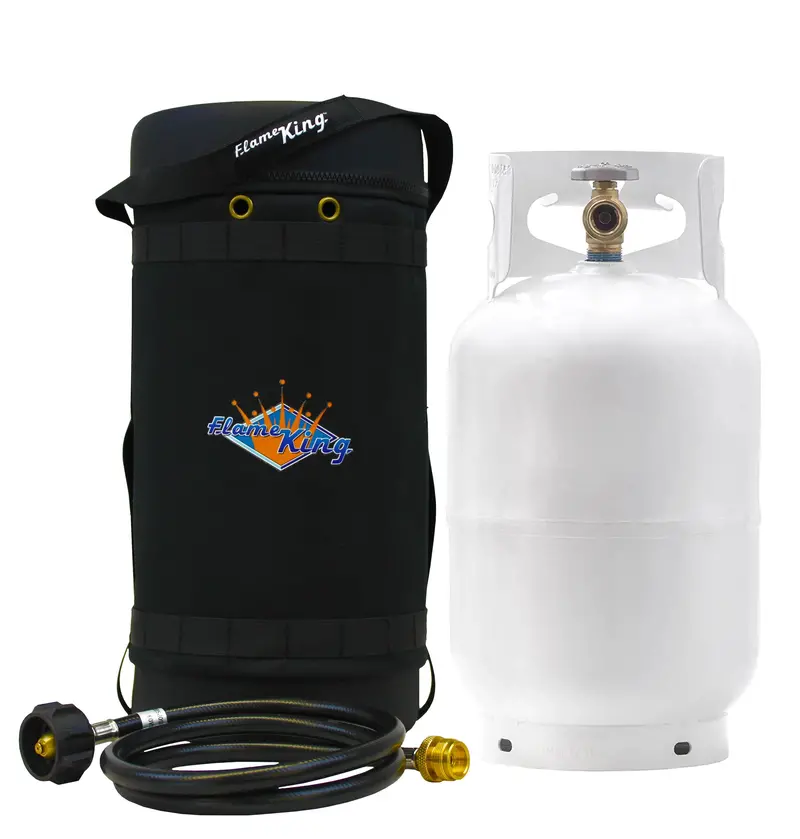 Flame King 10Lb Propane Transport Kit: Tank, Adapter Hose & Insulated Carry Case 1