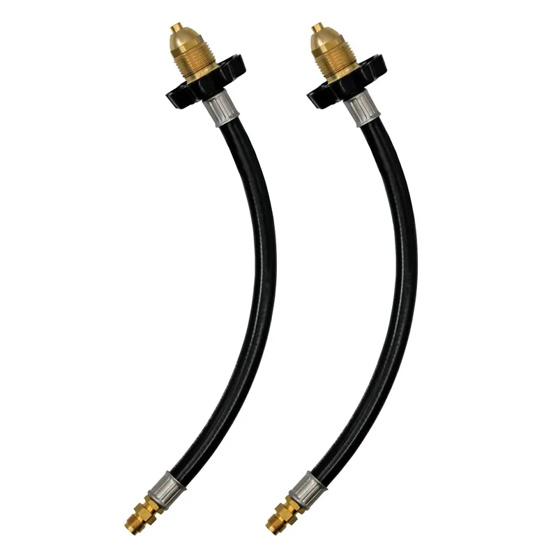 Flame King 12-Inch Pigtail Hose Connectors (2-Pack) — Pol To 1/4" Inverted Male Flare, Rv/Van/Trailer Use 1