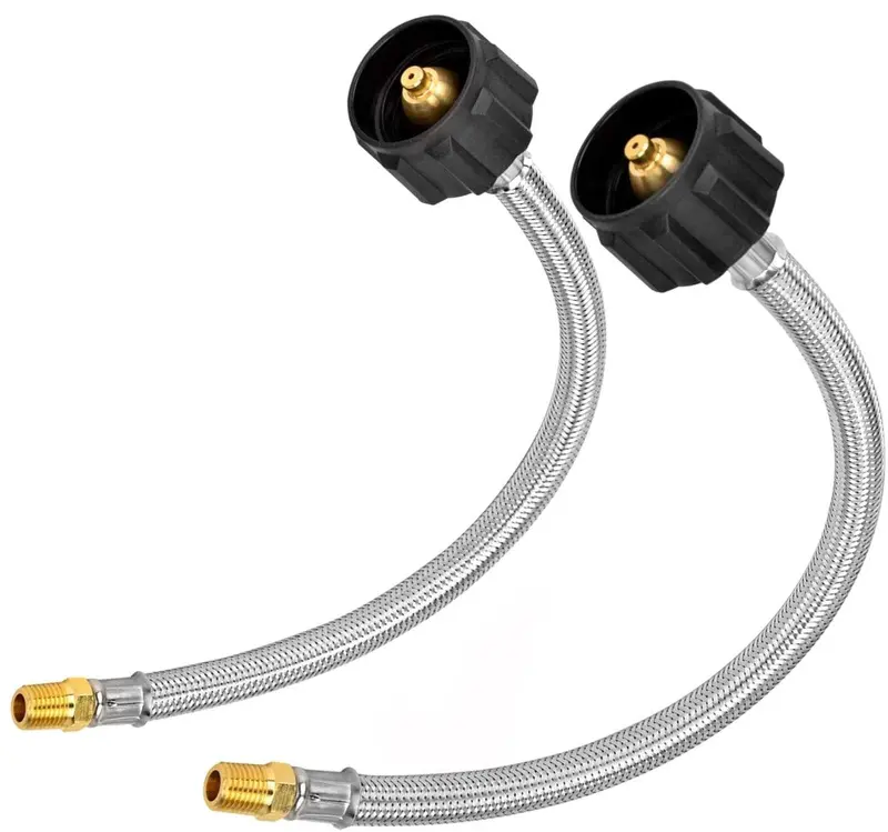 Flame King 12-Inch Stainless Steel Braided Propane Pigtail Hose (1/4" Npt) – 2-Pack For Rv Regulators 1