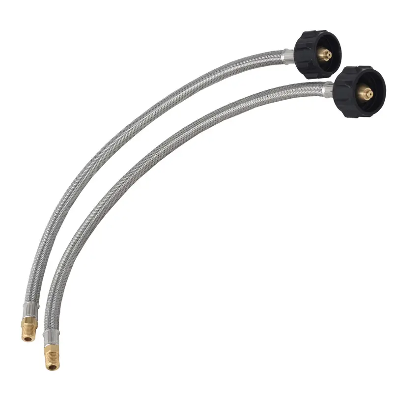 Flame King 18-Inch Stainless Steel Braided Propane Pigtail Hose (1/4" Npt) – 2-Pack For Rv Regulators 1