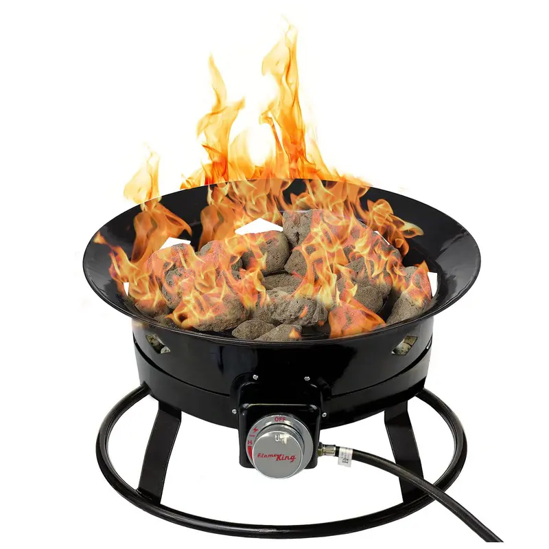 Flame King 19-Inch Outdoor Propane Fire Pit – Portable Bowl With Igniter, Cover, And Straps 1